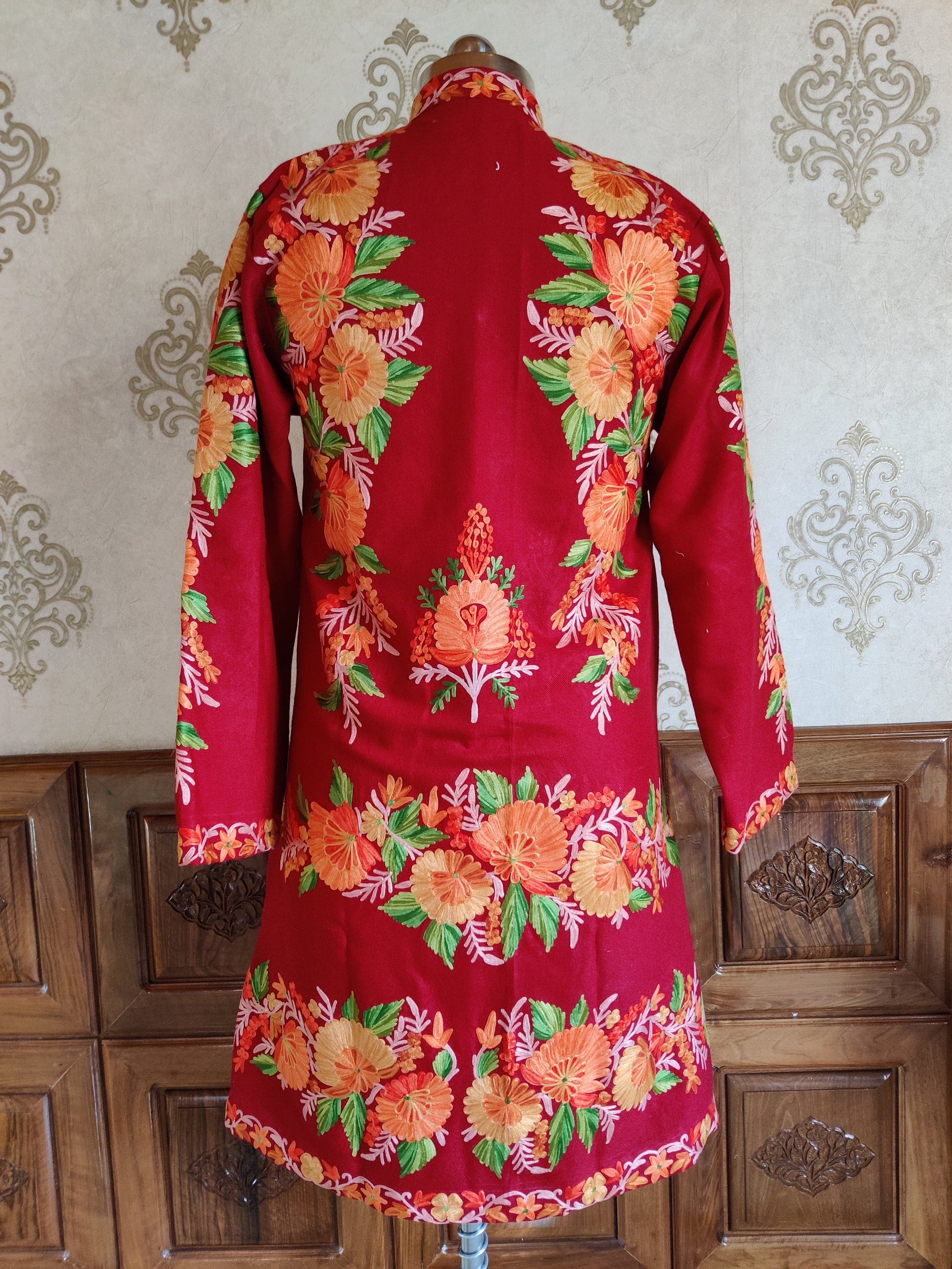 Kashmiri jacket with Floral embroidery - KashmKari