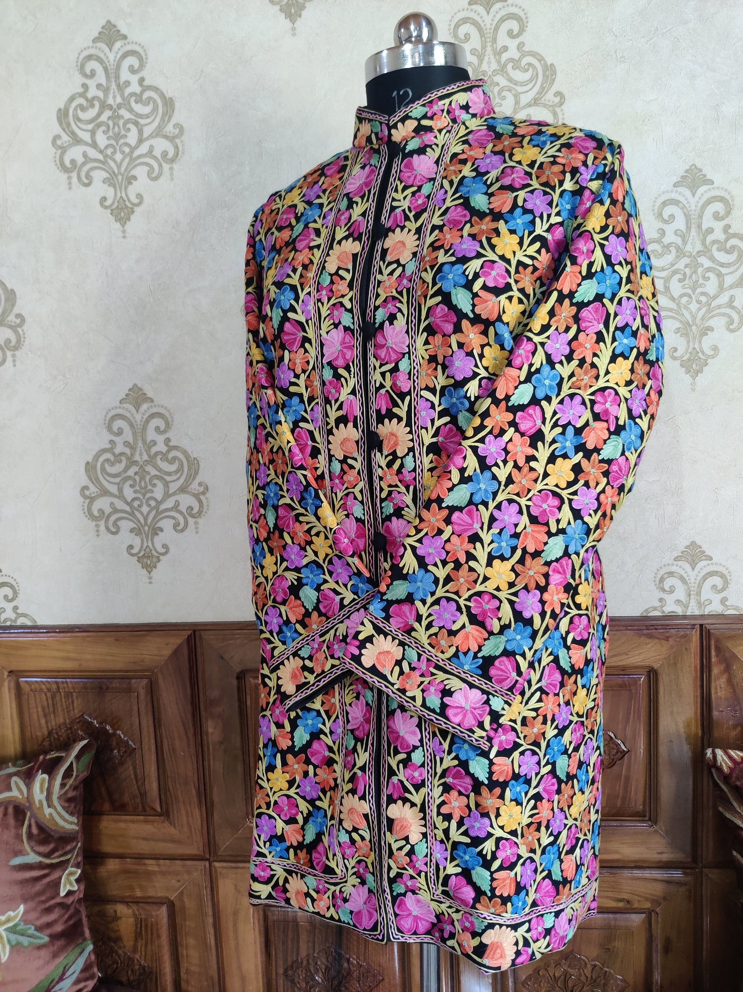 Kashmiri Jacket with Detailed Floral Embroidery - KashmKari