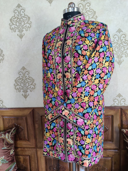 Kashmiri Jacket with Detailed Floral Embroidery - KashmKari
