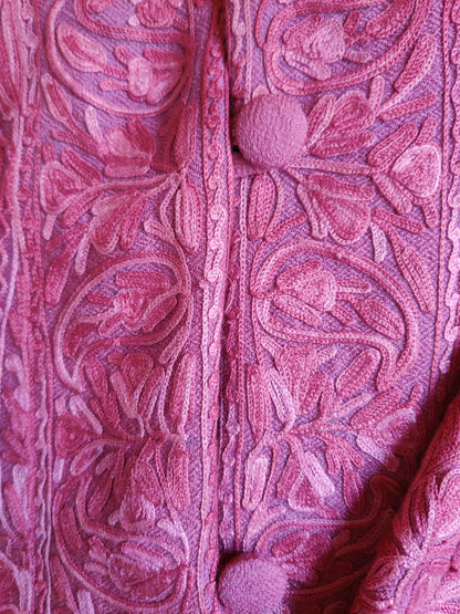 Long kashmiri jacket with Aari Embroidery - KashmKari