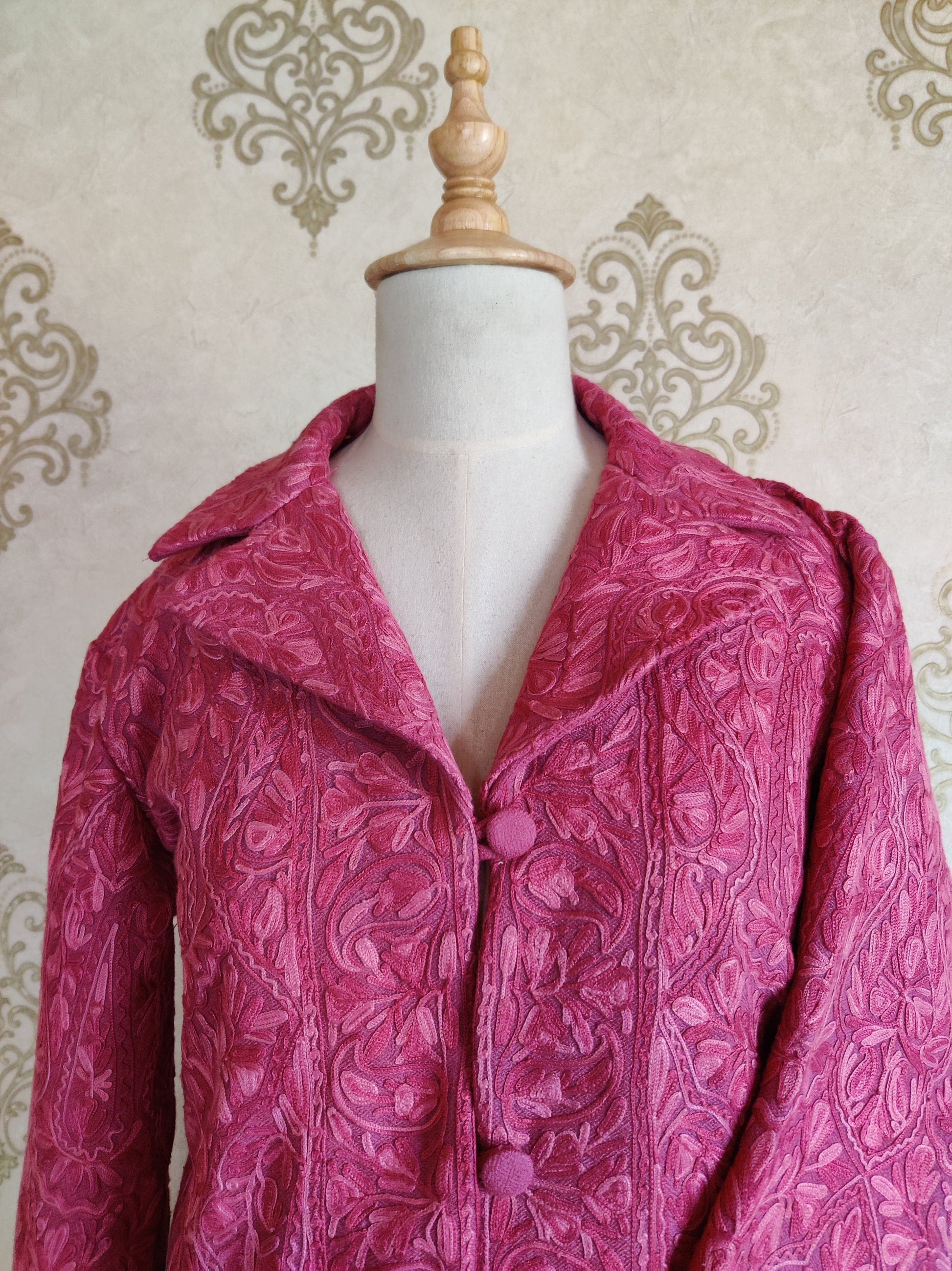 Long kashmiri jacket with Aari Embroidery - KashmKari