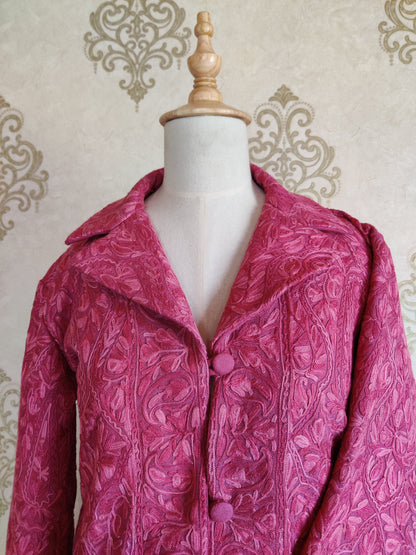 Long kashmiri jacket with Aari Embroidery - KashmKari