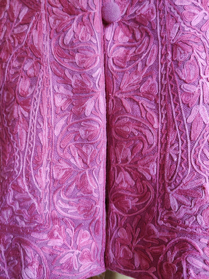 Long kashmiri jacket with Aari Embroidery - KashmKari
