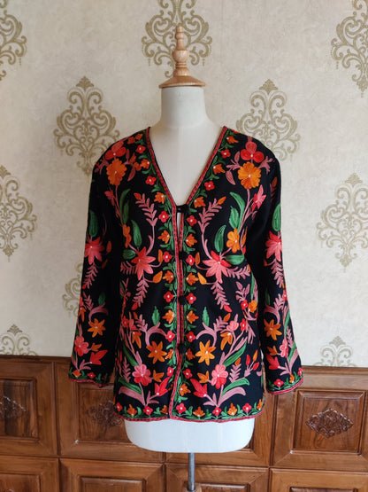 Short kashmiri jacket with Aari Embroidery - KashmKari