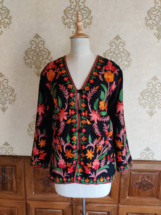 Short kashmiri jacket with Aari Embroidery - KashmKari