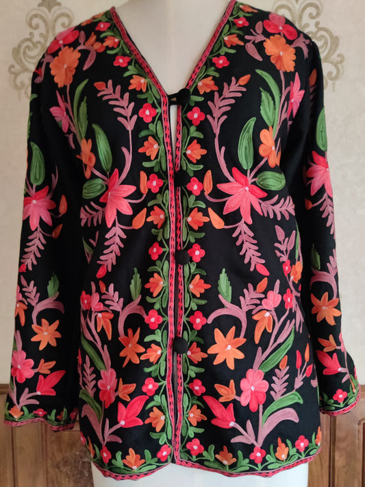 Short kashmiri jacket with Aari Embroidery - KashmKari