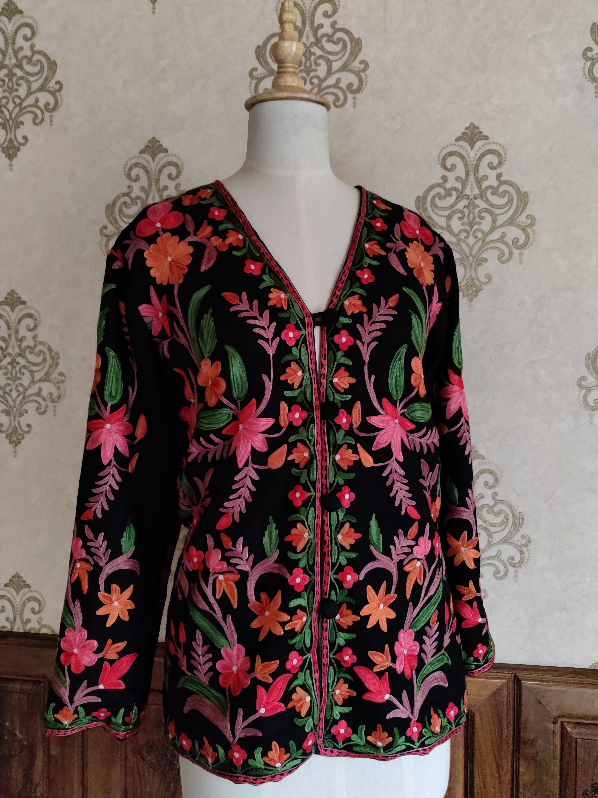 Short kashmiri jacket with Aari Embroidery - KashmKari