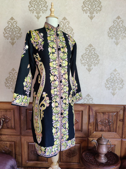 Kashmiri Craft: Black Paisley Aari - KashmKari