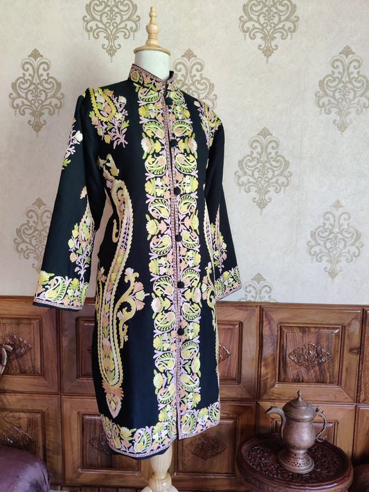 Kashmiri Craft: Black Paisley Aari - KashmKari