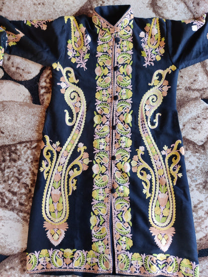 Kashmiri Craft: Black Paisley Aari - KashmKari