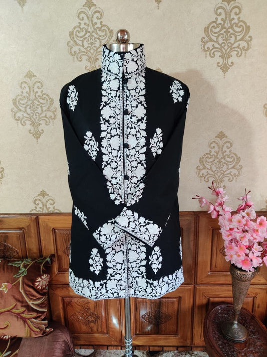 Black Kashmiri Floral Embroidered Coat