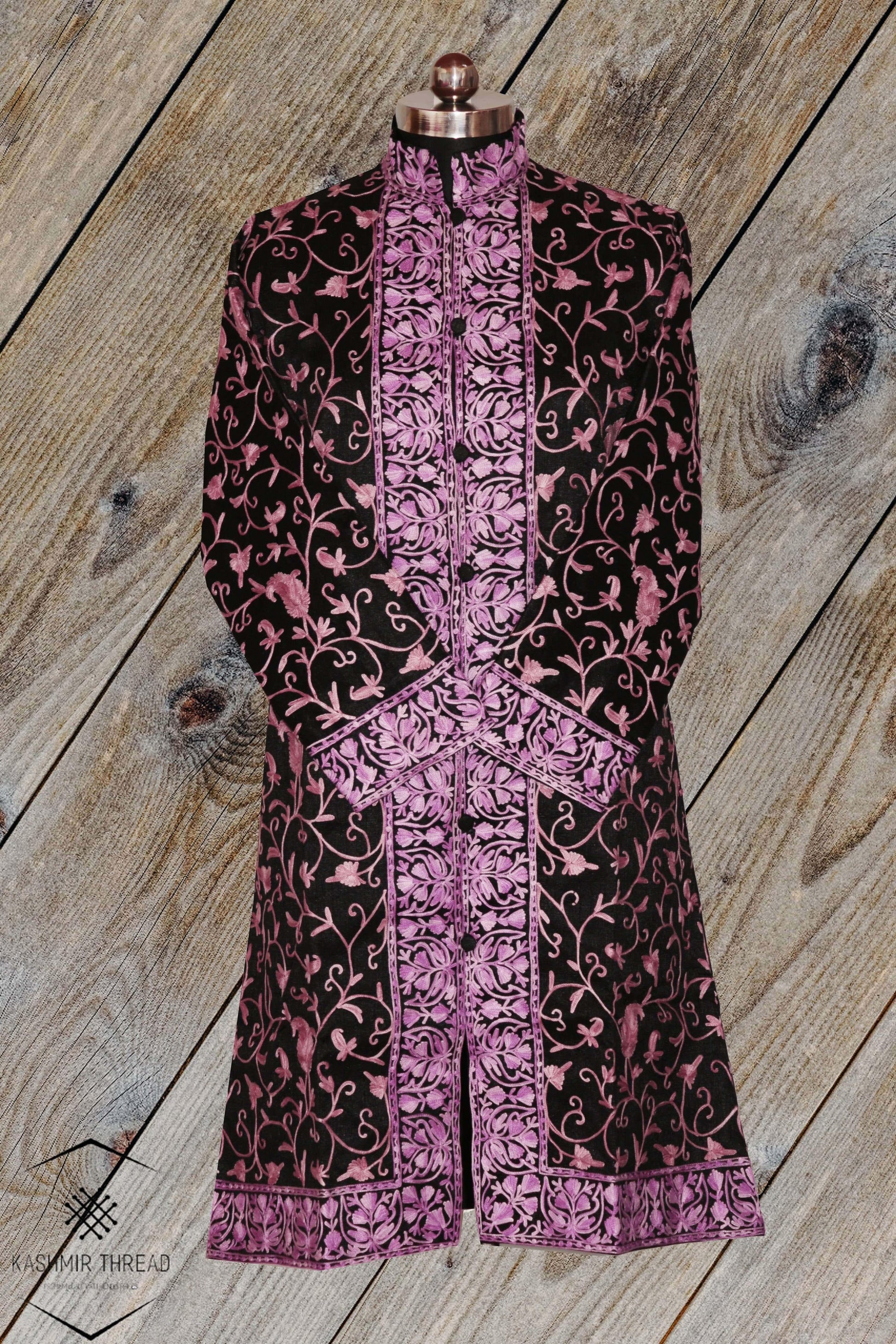 Black Kashmiri Long Coat