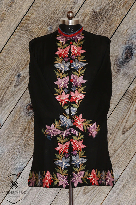 Black Kashmiri Woolen Jacket