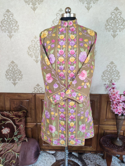 Kashmiri Floral Embroidered Coat Jacket KashmKari Get Kashmiri coat With Bohemian Embroidery at best price Online  | Kashmir Thread 