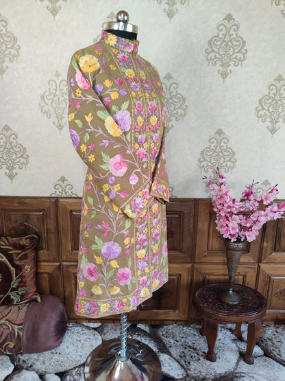 Kashmiri Floral Embroidered Coat Jacket KashmKari Get Kashmiri coat With Bohemian Embroidery at best price Online  | Kashmir Thread 