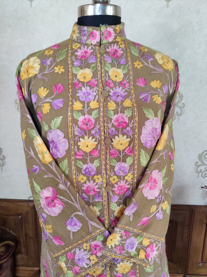 Kashmiri Floral Embroidered Coat Jacket KashmKari Get Kashmiri coat With Bohemian Embroidery at best price Online  | Kashmir Thread 