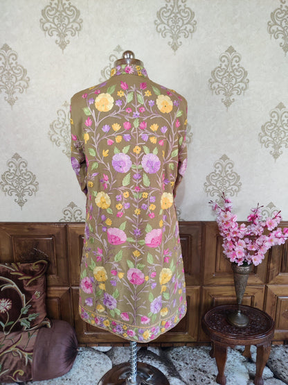 Kashmiri Floral Embroidered Coat Jacket KashmKari Get Kashmiri coat With Bohemian Embroidery at best price Online  | Kashmir Thread 