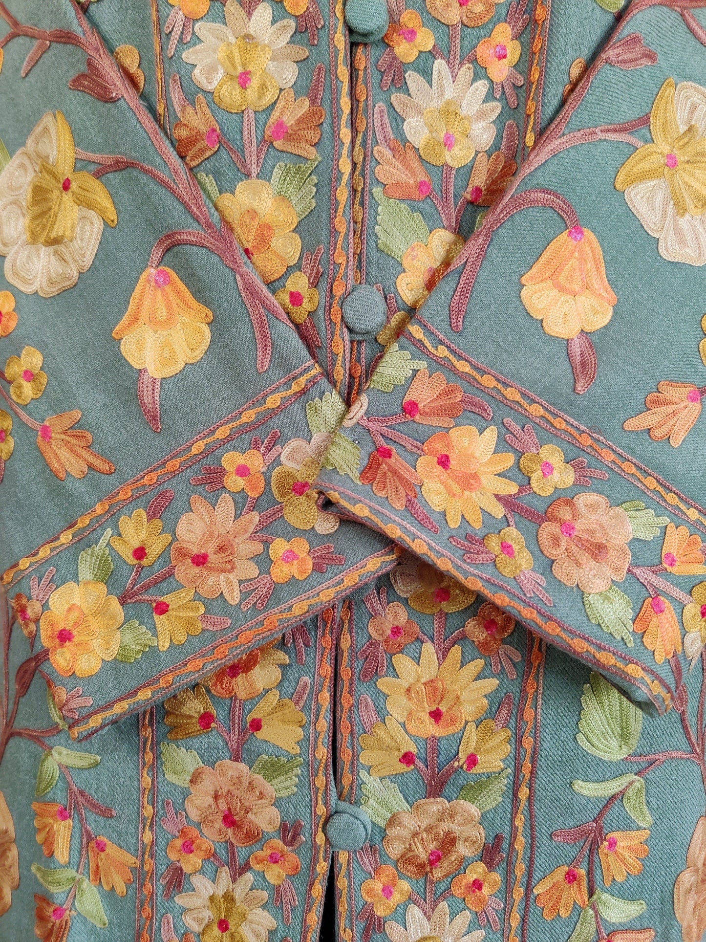 Kashmiri jacket With Floral Embroidery Jacket KashmKari Get Pastel Green Kashmiri coat With Kashmiri Embroidery at best price Online  | Kashmir Thread 